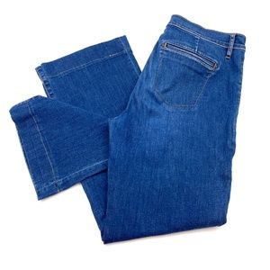 Loft Wide Leg Trouser Women's size 10P Dark Wash Blue Denim Jeans